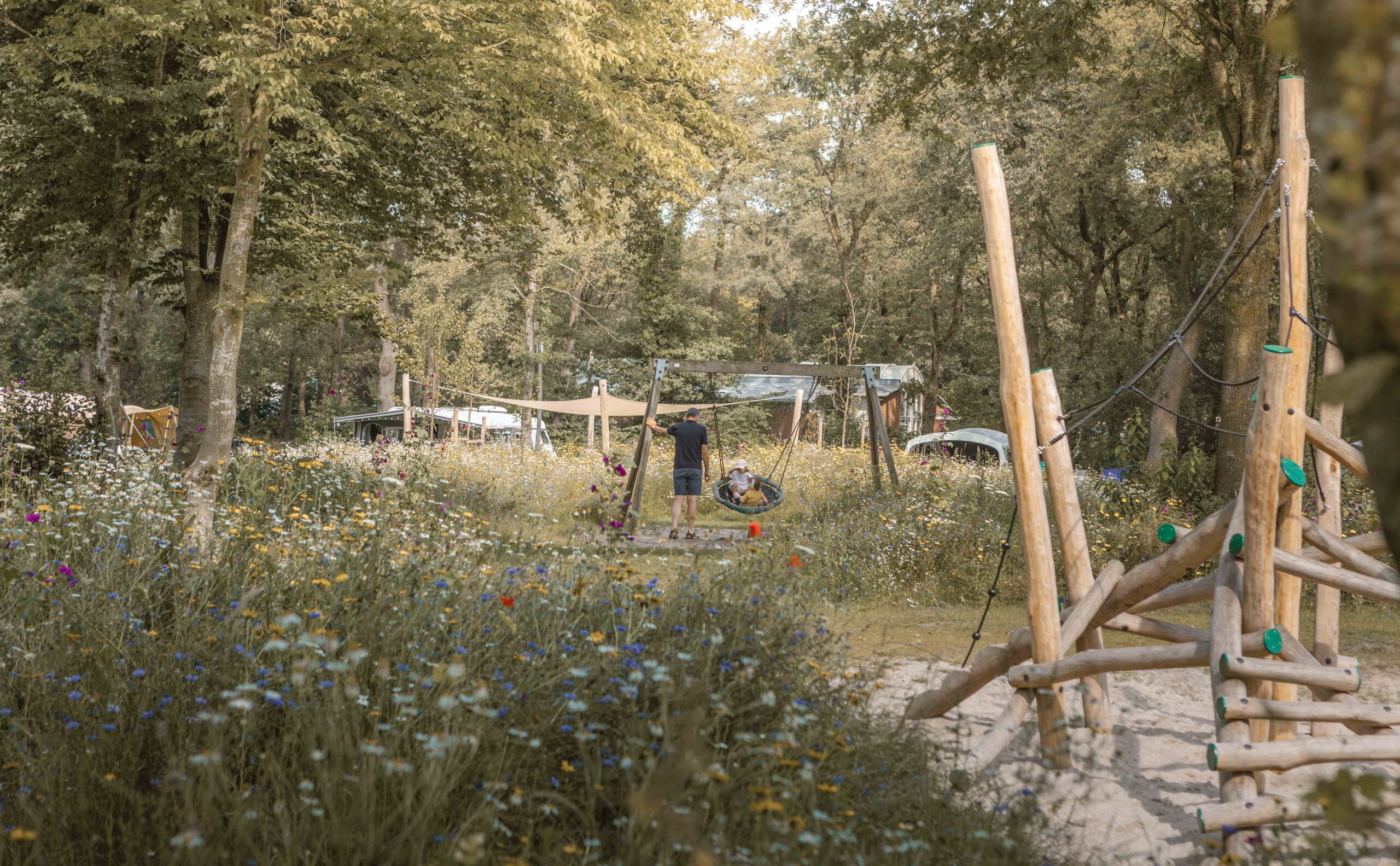 Speeltoestel op kampeerveld Bloemenweide van Lemeler Esch natuurcamping