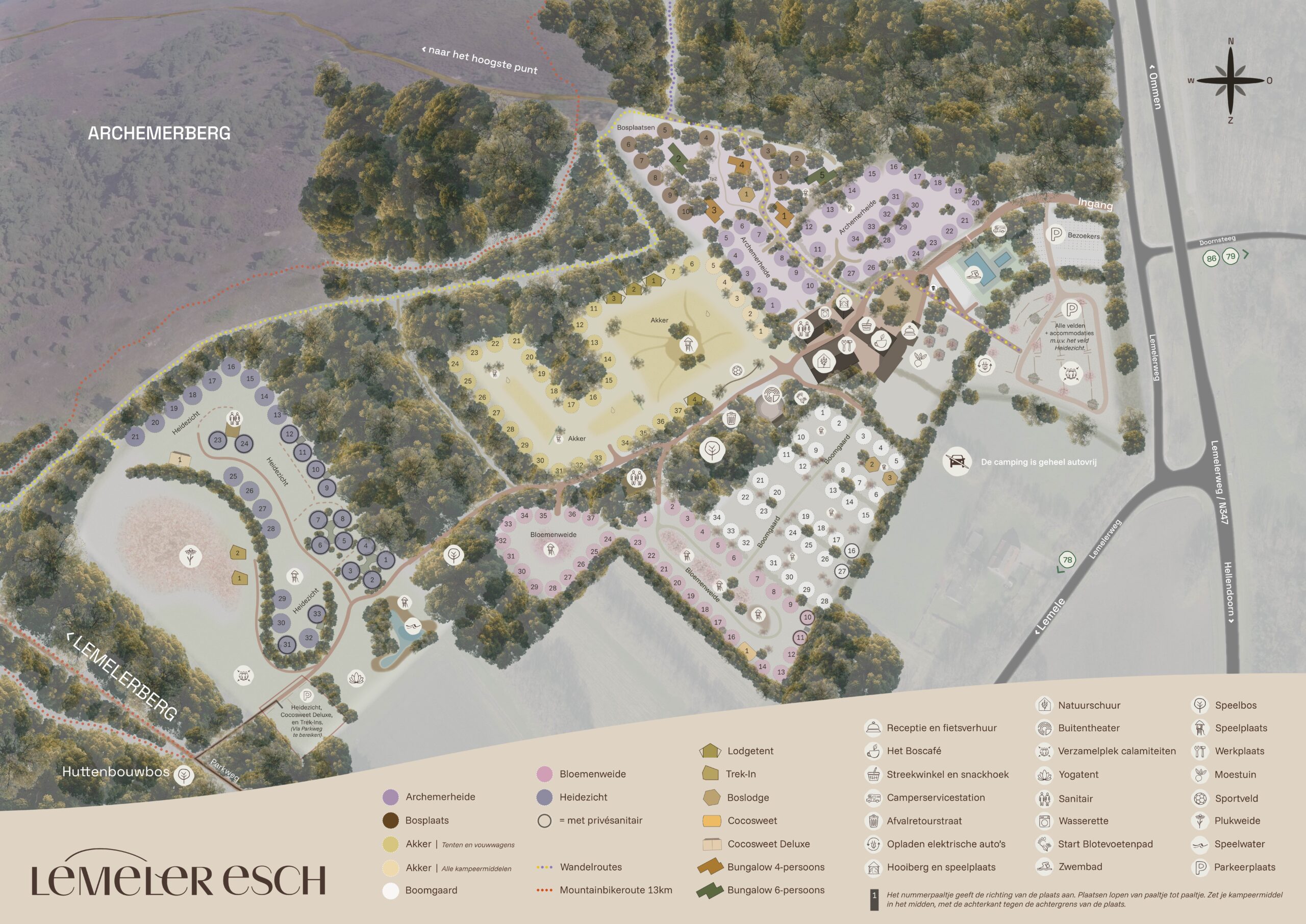 Plattegrond Lemeler Esch 2026 natuurcamping in Overijssel